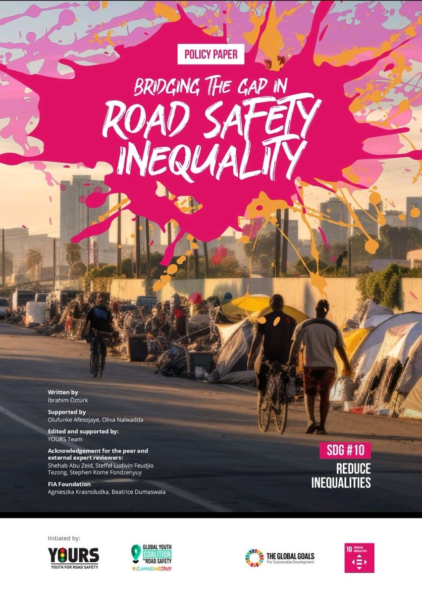 Curious about intersection between road safety, youth and SDG 10?  Check out our policy brief on bridging the gap in road safety inequality. It was a pleasure working with @_ibrahimozturk and Olufunke Elizabeth on this 💃.
  Access the full read via claimingourspace.org/policy-brief-s…