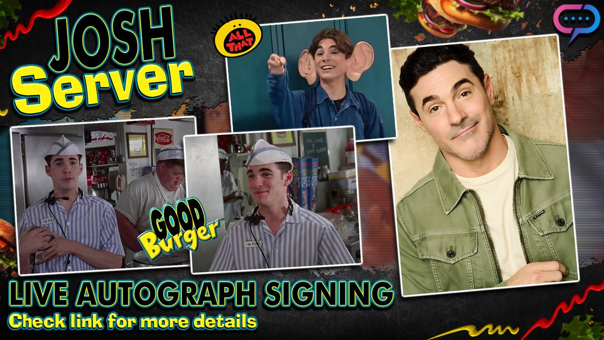 StreamilyLive's tweet image. The talented Josh Server is Signing Autographs LIVE on November 11th!!

Known for their roles in Good Burger as Fizz and Earboy in All That!!
@Josh_Server

Check the link for more info- ow.ly/2jp850Q1o9g
#GoodBurger #AllThat #JoshServer