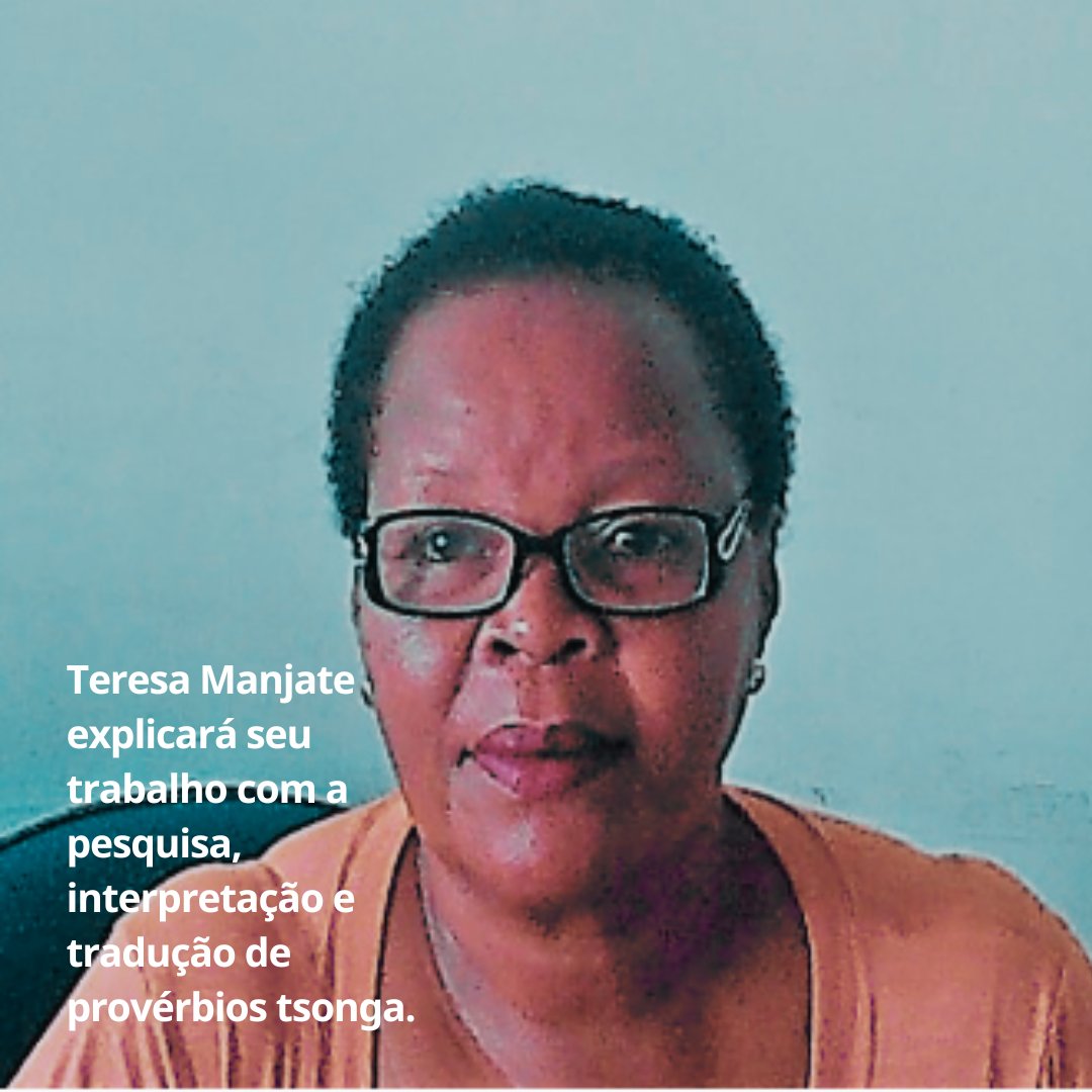 Teresa Manjate é moçambicana, doutorada em Literatura Oral e Tradicional pela Universidade Nova de Lisboa e investigadora no Centro de Estudos Africanos da Universidade Eduardo Mondlane, em Maputo. Confira nosso encontro online. A participação é  gratuita👉🏾shorturl.at/kpqsC