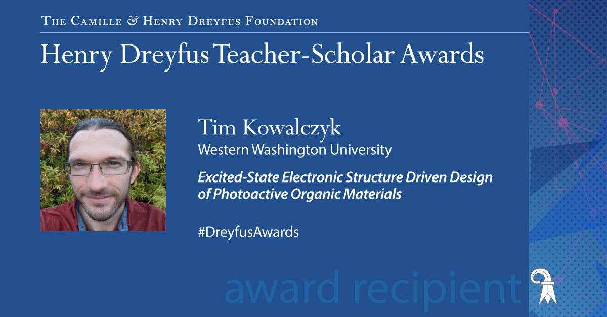 dreyfusfndn's tweet photo. Congratulations to Dr. Tim Kowalczyk at @WWU for being named a 2023 Henry Dreyfus Teacher-Scholar! @WWUChem https://t.co/Uh1BtBSuST