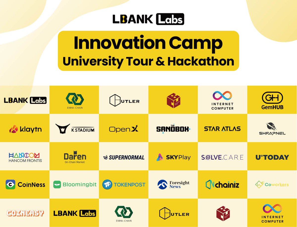 Big news! 
@Solve.Care is proudly supporting the inaugural Innovation Camp in South Korea by LBank Labs interesting right? 😊 Get ready for a fantastic hackathon with top university developers showcasing their skills. 
#Blockchain #InnovationCamp