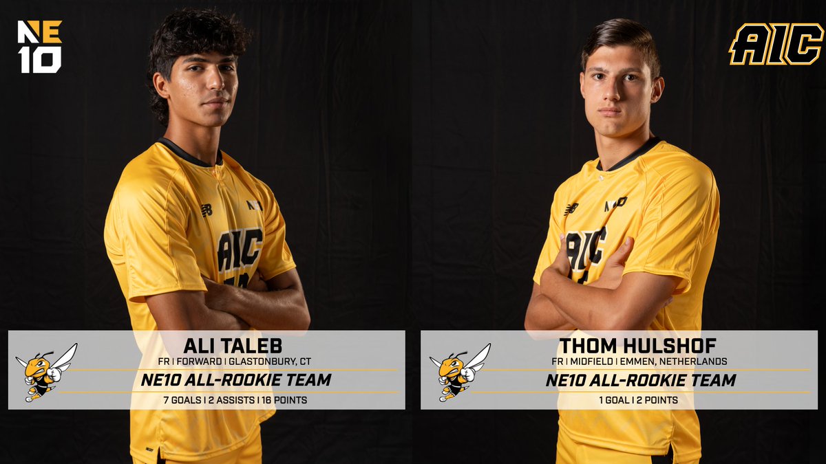 aicathletics's tweet photo. Ali Taleb pulled in THREE @TheNortheast10 awards, including becoming the first @AICMSOCCER player to win Rookie of the Year since 1984, headlining four All-Conference players!

STORY: https://t.co/BWKZMYhZoh

#AICommitted #NE10Embrace https://t.co/5PKSXoIsoO