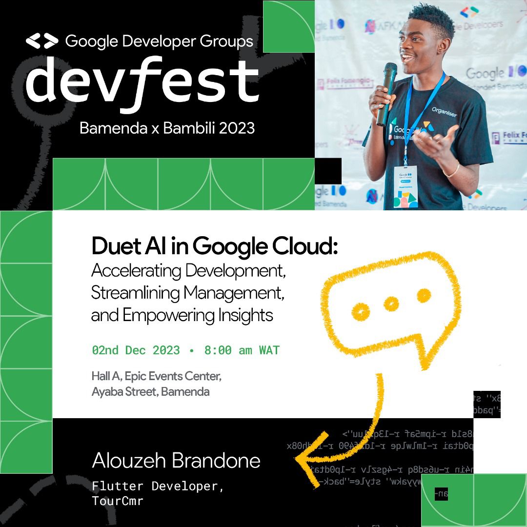 SPEAKER ALERT 🚨 

Meet *Alouzeh Brandone(<a href="/AlouzehB/">Alouzeh Brandone</a>)* - Another incredible speaker we have in our lineup delivering a talk on *Duet AI in Google Cloud*

Want to attend this session or get to meet Brandone? Make sure you RSVP 👇🏾
gdg.community.dev/e/mgxwfk/

See you there!