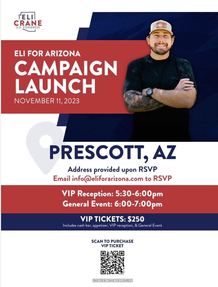 LoriMillsAZ's tweet photo. 100% Arizona let's show up and support @EliCrane_CEO @EliCraneAZ If you can attend please RSVP by email. Info@eliforarizona.com 🇺🇲🇺🇲🇺🇲🇺🇲
#azcd2 https://t.co/ebU0YWTZmb