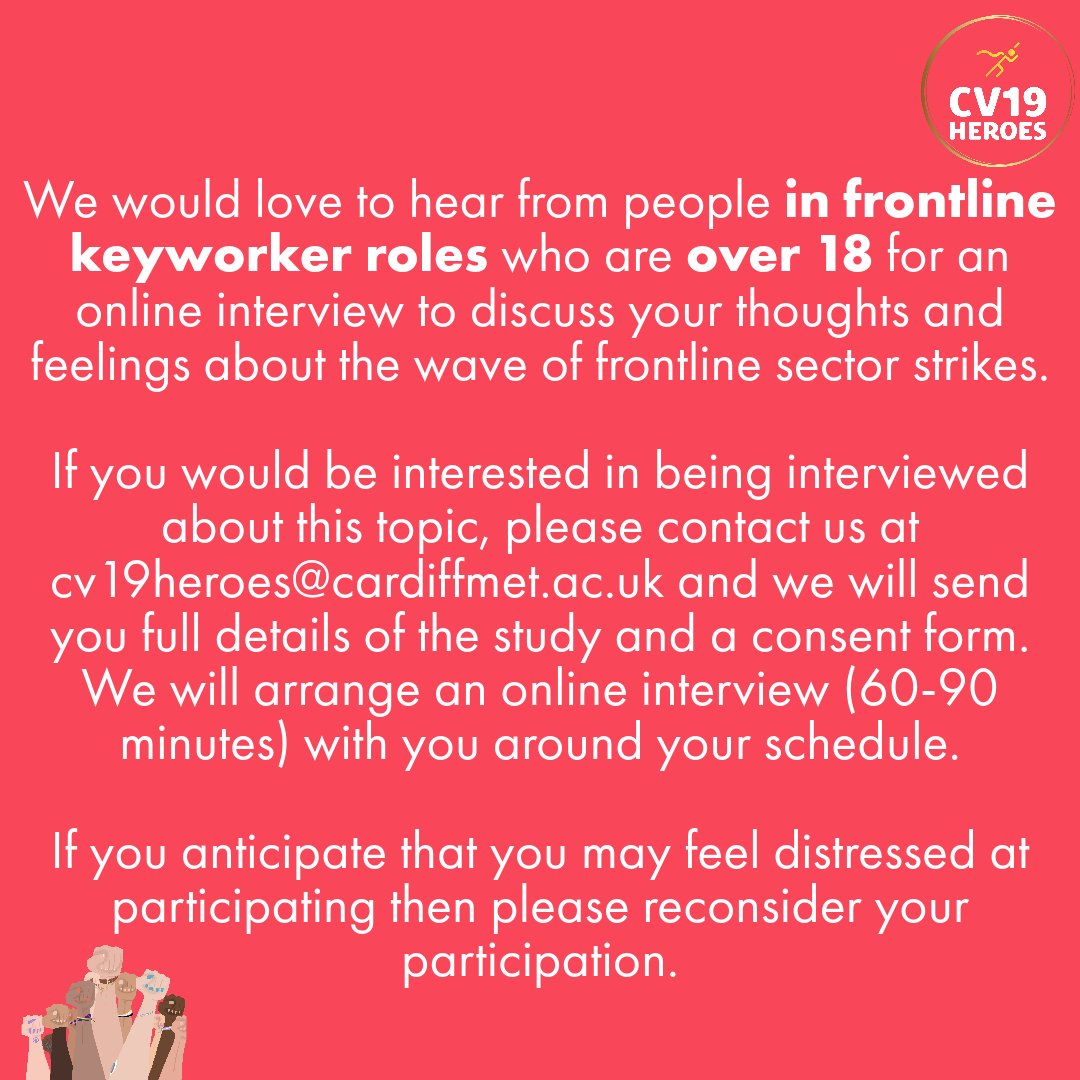 CV19Heroes's tweet image. We are looking for #frontlineworkers who would like to share their opinions about the strikes that have been sweeping across the UK. Would you like to share your views in an online interview? Please email us at cv19heroes@cardiffmet.ac.uk for more info.
#MedTwitter #EduTwitter