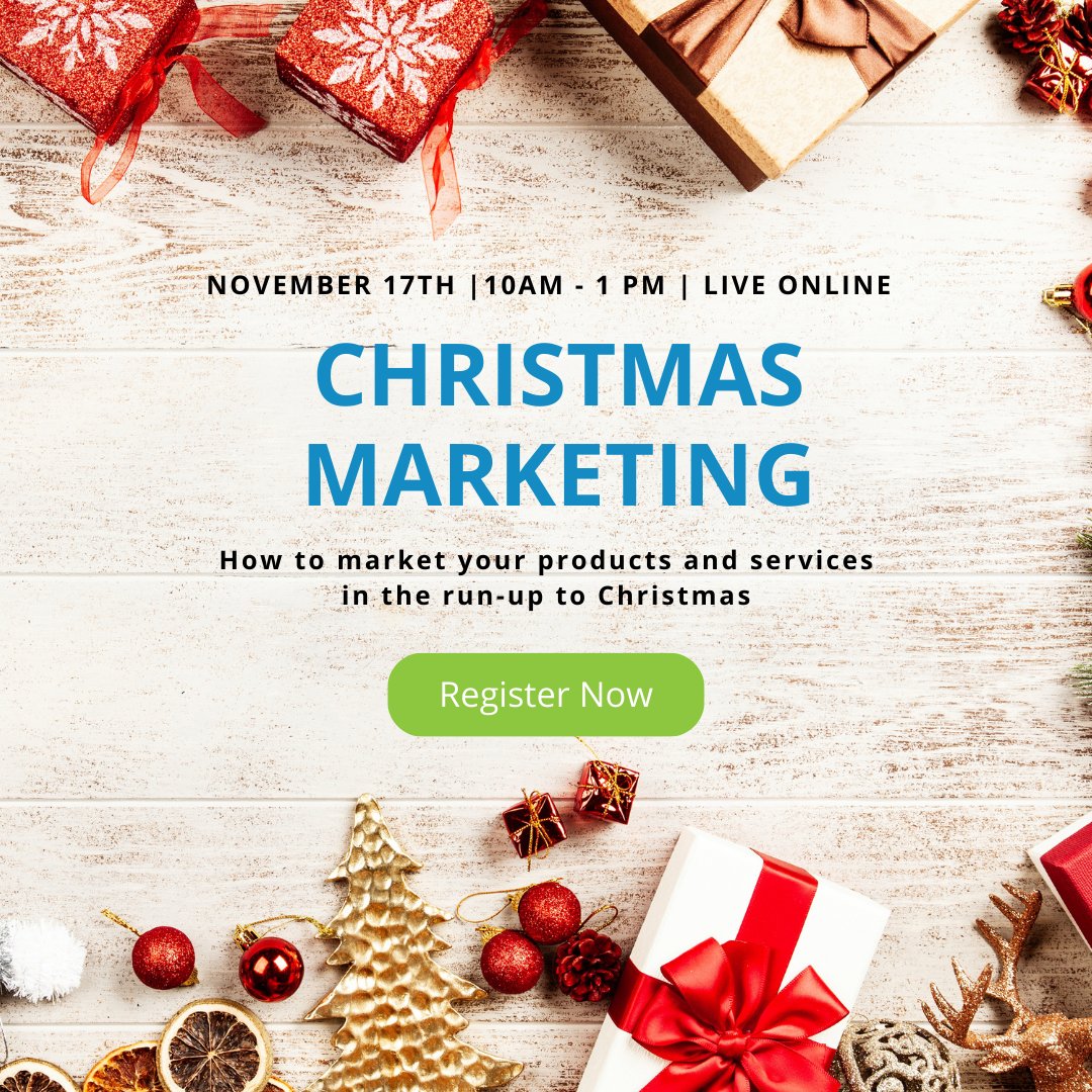 This interactive course on Zoom will equip you with the skills and knowledge you need to plan your Christmas campaigns. Secure your spot for just €10: bit.ly/3QmIN30 #ChristmasMarketing #HolidaySales #DigitalMarketing #SmallBusinessSuccess #LEOMayo #MakingItHappen
