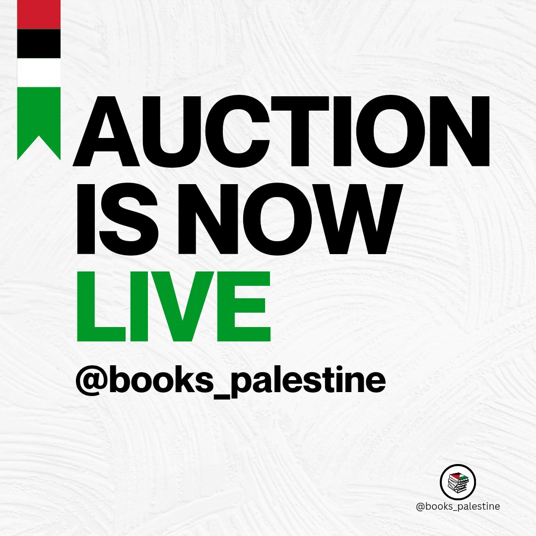 The #BooksforPalestine auction is now live!!! Bid on bookish goods to support @ThePCRF, @AdalahJustice, and @PalestineWrites, three vital causes chosen by our Palestinian organizers and consultants to safeguard Palestinian rights, stories, and lives. 32auctions.com/BFP2023