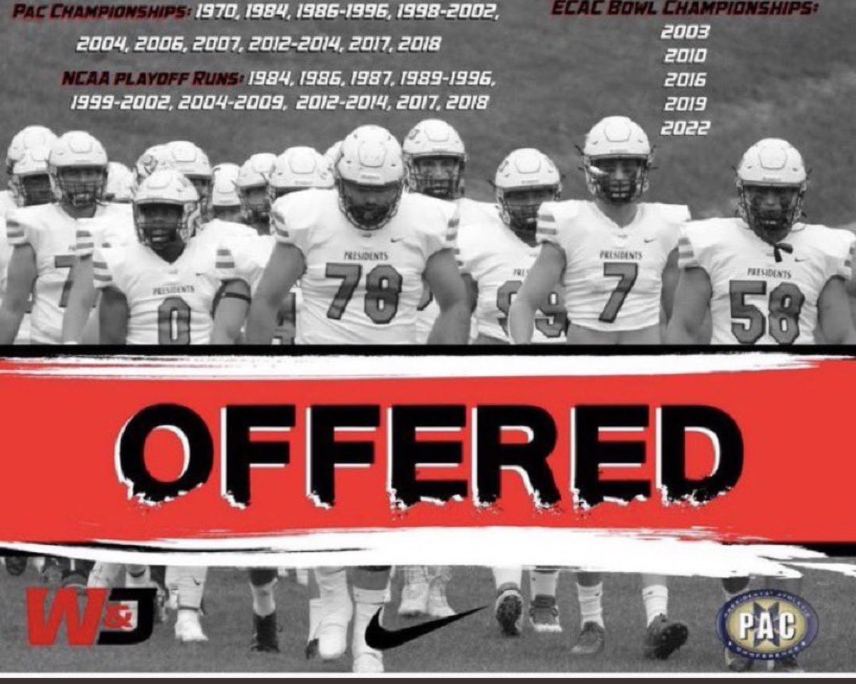 Grateful to receive an offer from <a href="/WJFootball/">W&J Football</a> <a href="/CoachPhilBobich/">Phil Bobich</a> <a href="/Coach_Sirianni/">Coach Mike Sirianni</a> Thank you!!
