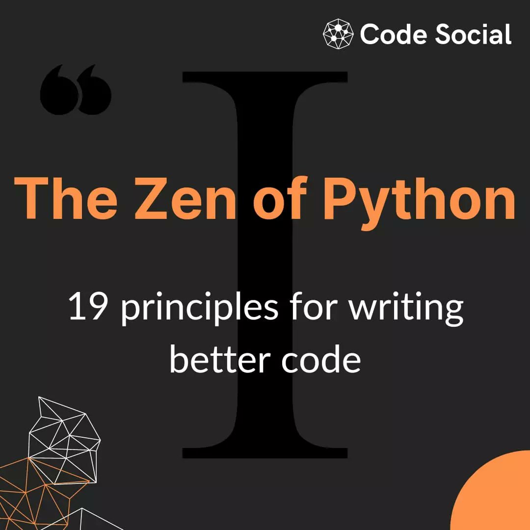 codesocial_tech's tweet image. Unleash the elegance of Python programming with these 19 guiding principles for crafting clear, concise, and maintainable code.
#codesocial #thezenofpython