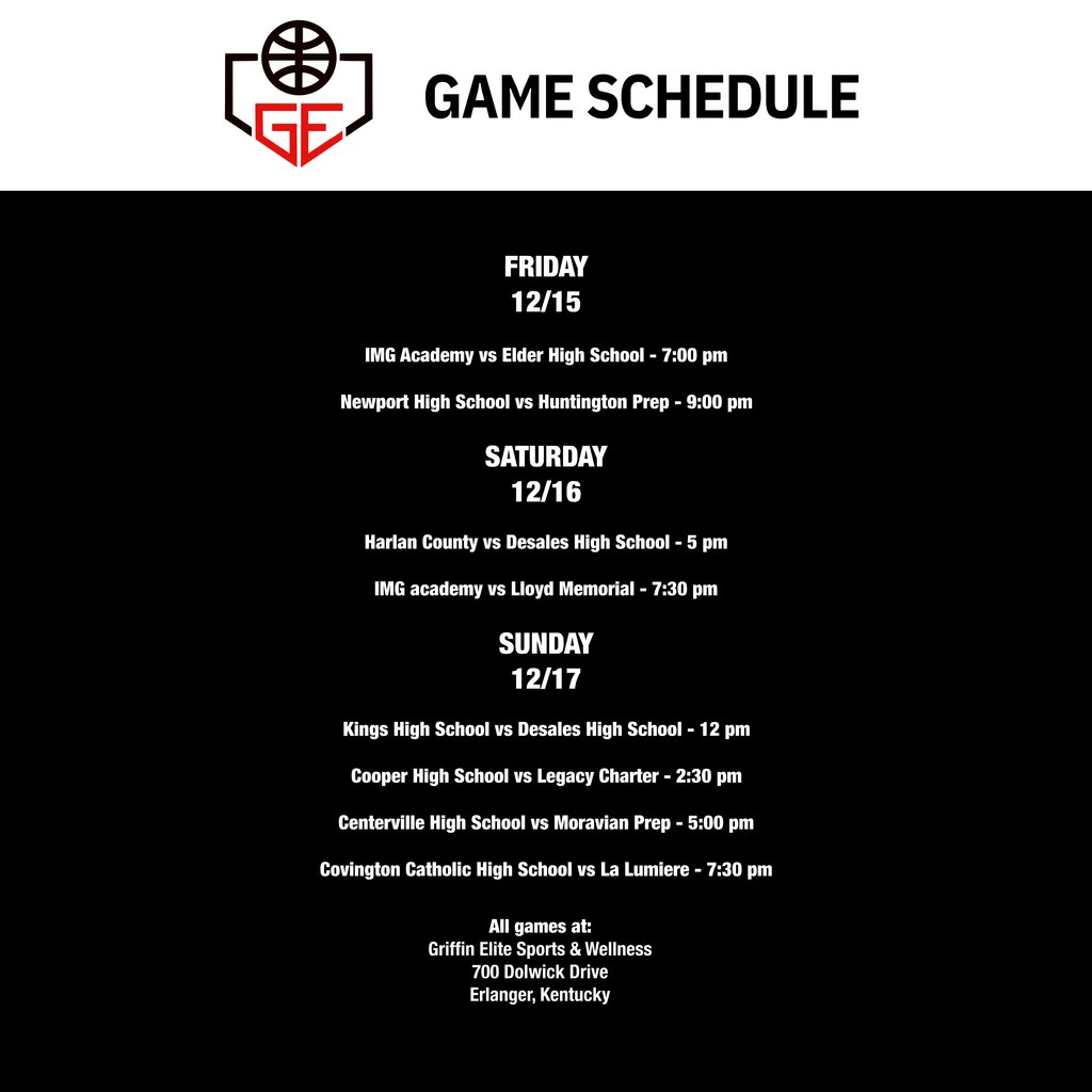 The Griffin Elite Basketball Classis is set and now is the time to get your tickets to watch the area's top D1 recruits battle it out on the court!

Games start on December 15th!

Link for limited time $10 tickets
eventbrite.com/e/griffin-elit…