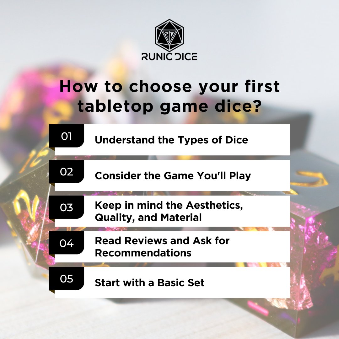 RunicDiceShop's tweet image. Here&apos;s Your Ultimate Guide to Choosing Your First Dice Set!🎲 From materials to aesthetics, we&apos;ve got the tips you need to enhance your gaming experience. Let the adventure begin!

Shop your first dice set here: runicdice.com

#TabletopDiceTips #GamerGuide #Dice