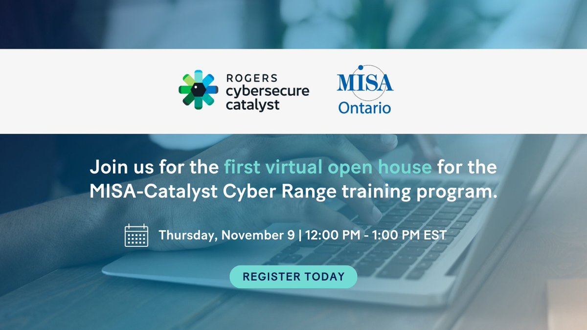 Rogers Cybersecure Catalyst (@cybersecure_ca) on Twitter photo Join us this Thursday to learn more about the <a href="/MISAOntario/">MISA Ontario</a>-Catalyst Cyber Range program, including a demo of our immersive Cyber Range platform.
🔗 Learn more: lnkd.in/gh8sYNCe
🔗 Register for the Virtual Open House: lnkd.in/gshhK99J Join us this Thursday to learn more about the <a href="/MISAOntario/">MISA Ontario</a>-Catalyst Cyber Range program, including a demo of our immersive Cyber Range platform.
🔗 Learn more: lnkd.in/gh8sYNCe
🔗 Register for the Virtual Open House: lnkd.in/gshhK99J