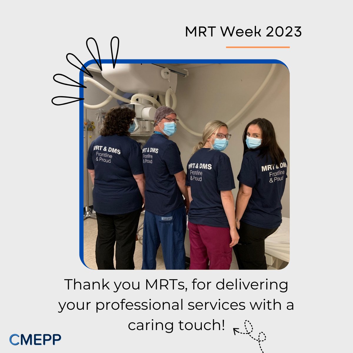 cmeppcanada's tweet photo. This is #MRTWeek2023 (Nov 5-11), an opportunity to highlight the essential role MRTs play in the healthcare system. Most of all, we want to thank you for delivering your professional services with a caring touch, even on the toughest days! https://t.co/ySqLRN3ff2