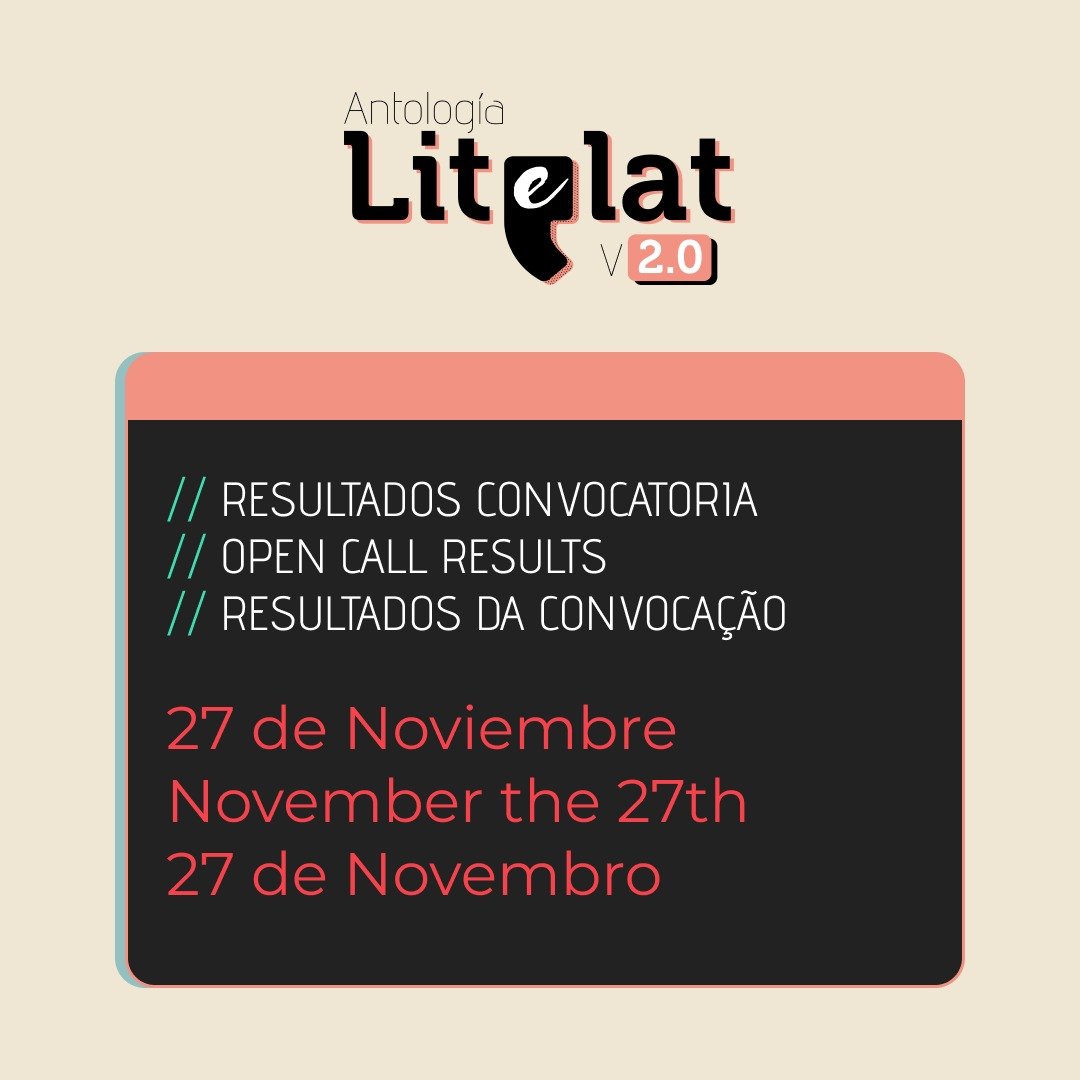 Debido al elevado número de postulaciones, los resultados de la convocatoria se publicarán el 27/11. 

Devido ao elevado número de submissões, o resultado da chamada será publicado no dia 27/11.

Due to the high number of submissions, the results  will be published on 11/27.