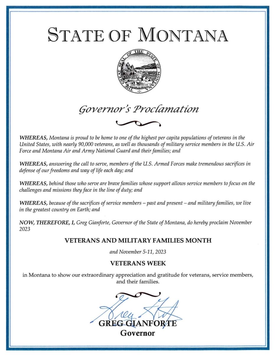 Today, we highlight Veteran's Day with Montana proud to have nearly 90,000 veterans in our state! Today (and everyday) we want to thank you! Happy Veteran's Day to the fearless and courageous citizens of Montana and the United States.