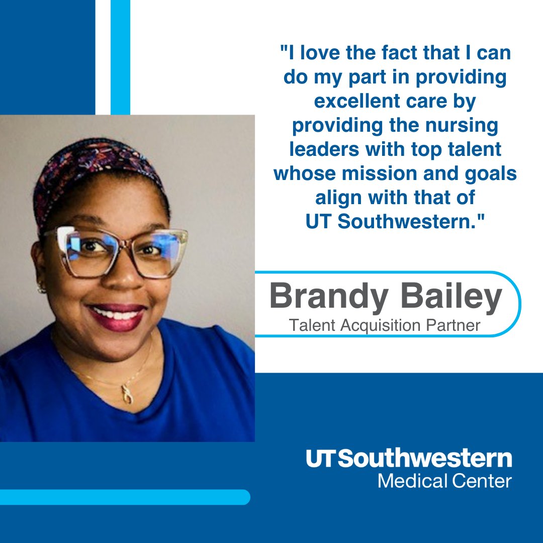 Meet Brandy Bailey, a Talent Acquisition Partner with more than 17 years of experience in recruitment. She specializes in connecting Med-Surg RNs with open positions at #UTSouthwestern. If you are a Med-Surg RN and want to join our team, apply now. bit.ly/49t84S2 #MSNW23