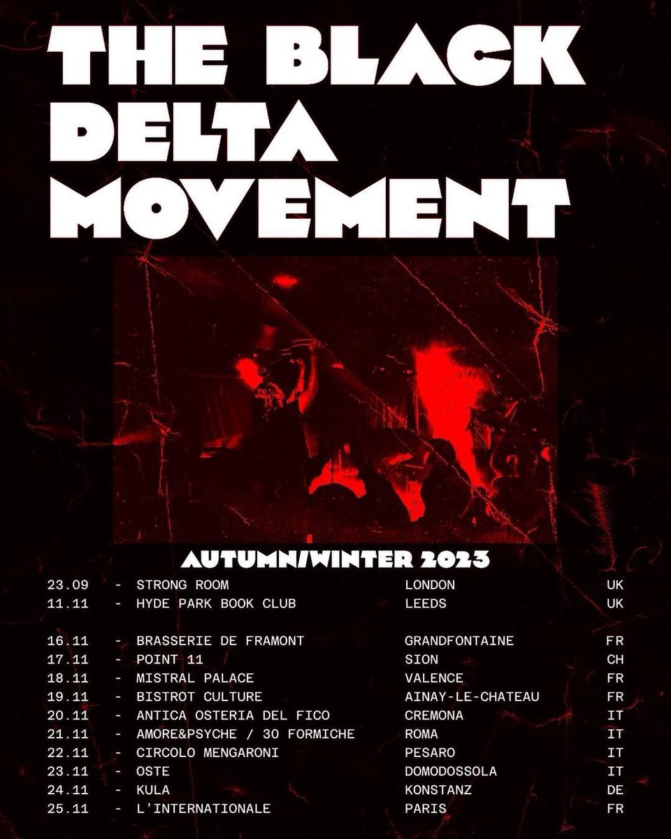 Fuzz Club (@fuzzclub) on Twitter photo The Black Delta Movement (<a href="/BDMofficial/">The Black Delta Movement</a>) head out on tour this week in support of their incoming ‘In Acetate’ EP, out Nov 17th. A companion piece to the band’s latest ‘Recovery Effects’ album, which has also had a repress.
Stream/Pre-order the EP here: blackdeltamovement.lnk.to/acetate The Black Delta Movement (<a href="/BDMofficial/">The Black Delta Movement</a>) head out on tour this week in support of their incoming ‘In Acetate’ EP, out Nov 17th. A companion piece to the band’s latest ‘Recovery Effects’ album, which has also had a repress.
Stream/Pre-order the EP here: blackdeltamovement.lnk.to/acetate