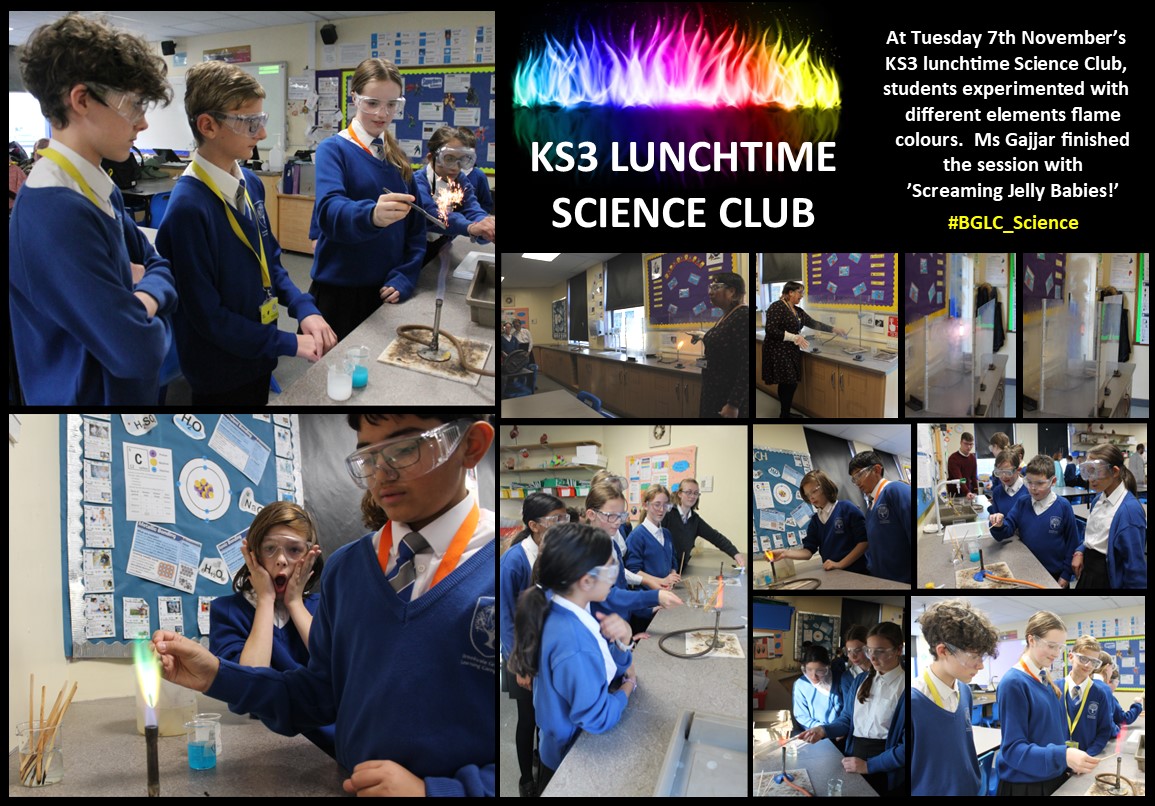 BrookvaleGroby's tweet photo. FIREWORKS THEMED SCIENCE CLUB!
At today's KS3 lunchtime Science Club, students experimented with different elements flame colours.  Ms Gajjar finished the session with ’Screaming Jelly Babies!’ 
#bglc_science https://t.co/VKeRREVHNU