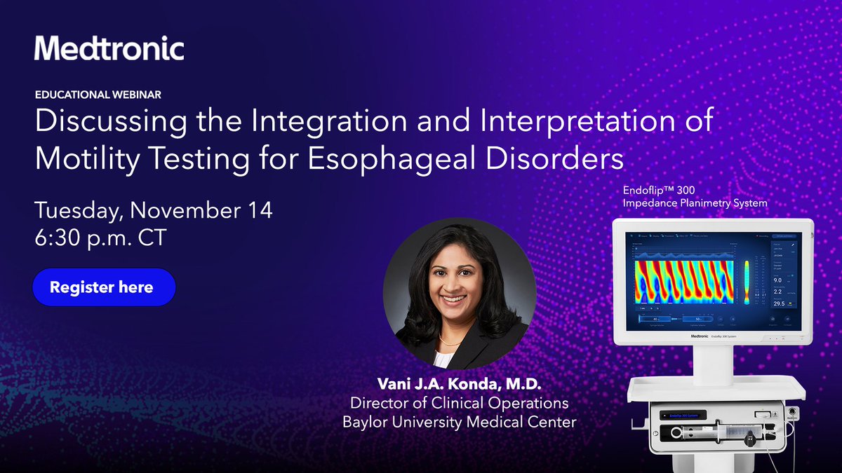 Join us as we discuss esophageal motility testing with the Endoflip™ 300 impedance planimetry system through clinical experience and case studies. 

Register here: bit.ly/462uRB4

#GITwitter