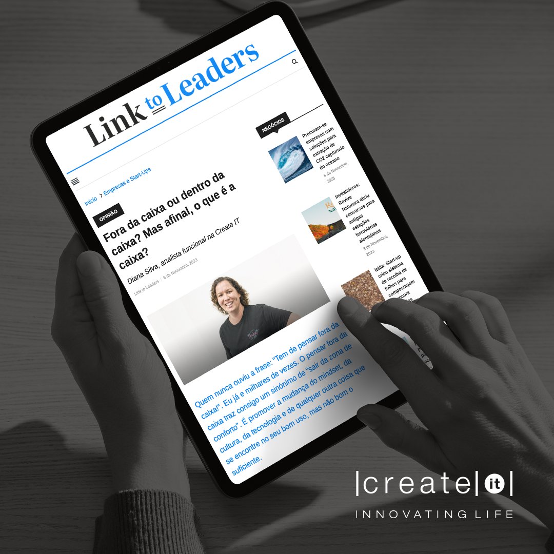 createit_pt's tweet image. What about starting the day with an inspiring reading? Don’t miss this article by our colleague Diana Silva just published at @Linktoleaders and discover what it really means to step out of the comfort zone.
Read it here: linktoleaders.com/fora-da-caixa-…
#AgileMethodologies