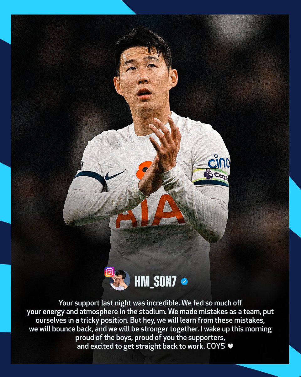ChrisCowlin's tweet photo. The message from captain, Heung-Min Son:

#COYS #THFC https://t.co/nHo76lepxx
