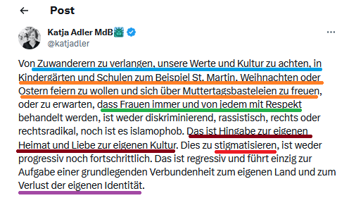 Dieser Post hat mich dazu veranlasst, einmal darzustellen, wie manipulative #Rhetorik funktioniert.

Hier werden Mittel eingesetzt, wie sie auch im ungeliebten Direktmarketing vorkommen. Am Ende steht JA für Verkaufsabschluss. In der Politik läuft das ähnlich.

#manipulation 

1/