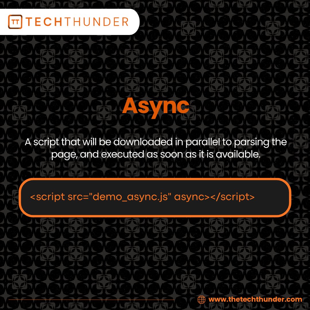 thetechthunders's tweet photo. Async attribute in HTML

https://t.co/5jRJNpFCHI

#thetechthunder #html #eccommerce #trending #automatic #developer #programmer #youtuber #entrepreneur #pageforyou #typescript #ai #google #datascience #deeplearning #tech #software #automation #analytics #technology #memes https://t.co/UtQhRUUDL1