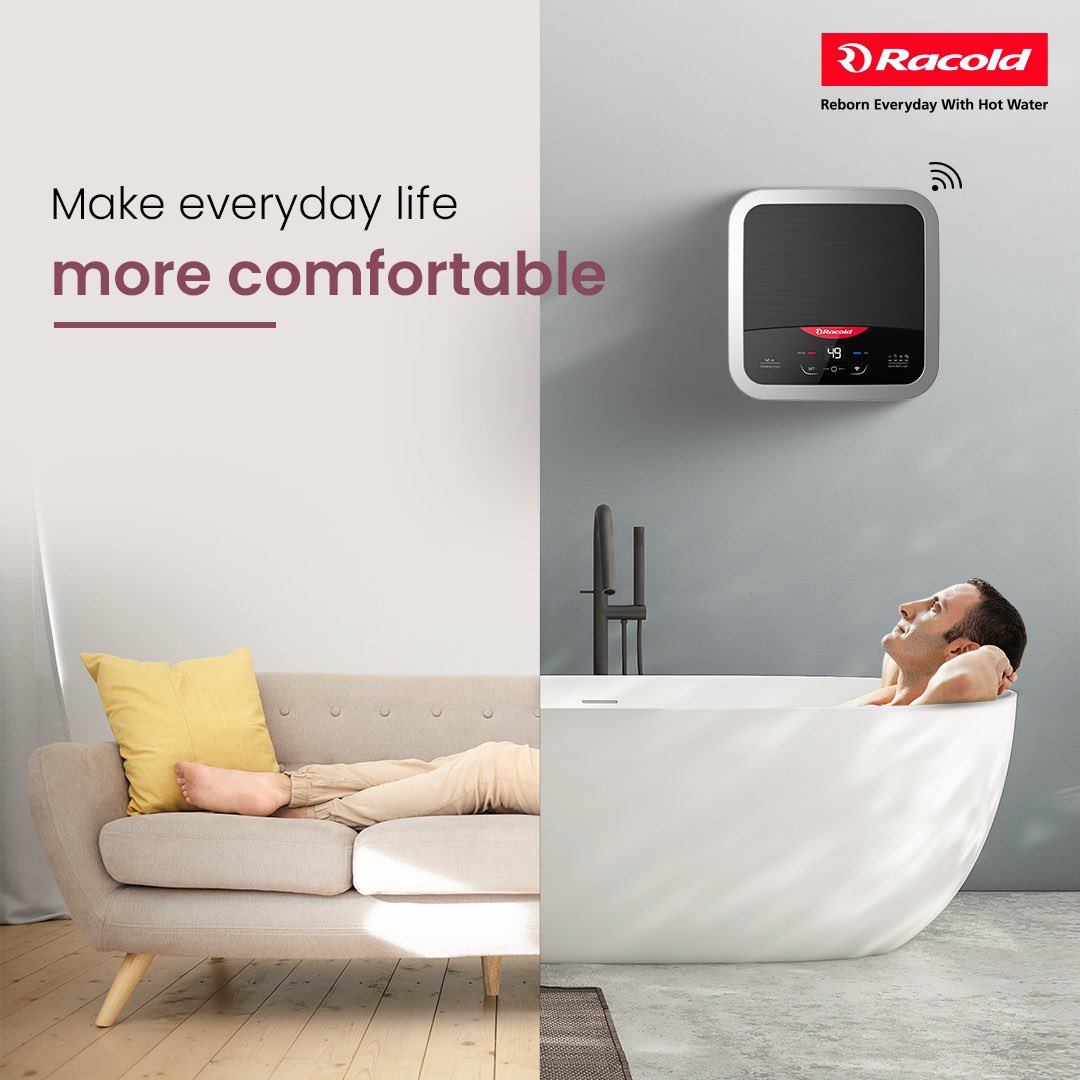 RacoldOfficial's tweet photo. Racold water heaters – Where serenity begins and comfort never ends.​

#OmnisDGWi-Fi #Comfort #Bliss #Bathroom #Style #StorageWaterHeaters #Geysers #Smart #Convenient #Racold #BeReborn https://t.co/r1eAo0kXcN