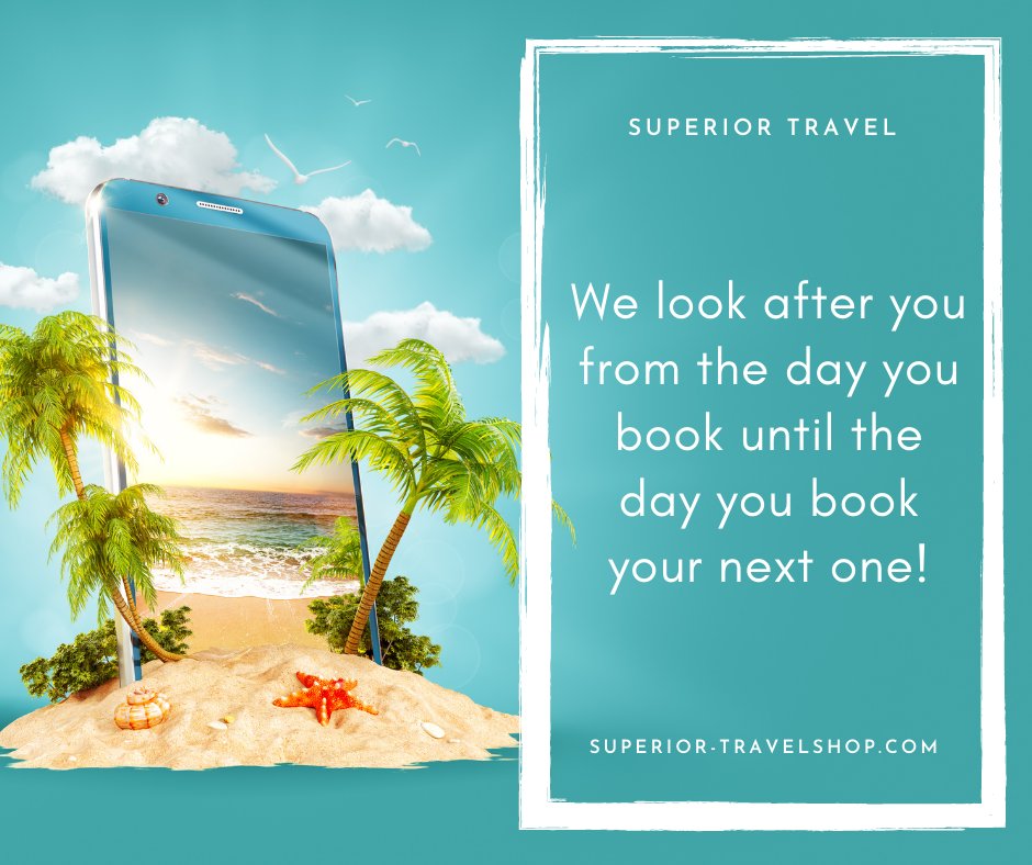 SUPERIORTRAVEL's tweet photo. ⁉️ Why Book With Us ⁉️

We look after you from the day you book until the day you book your next one! 💕

Remember: Online is for Looking 👀 Travel Agents are for Booking! ❤️

💻 https://t.co/UT3POBNOaF
📲 0800 130 3137

#holidays #getaway #lovetravel #tourist #wanderlust #cruise https://t.co/vK2BogfDuJ
