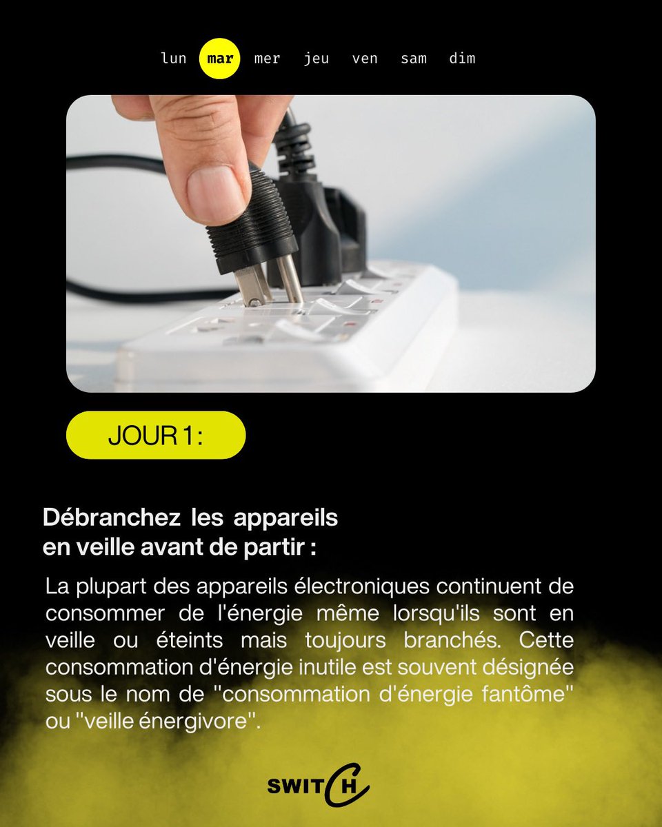 Prêt(e) à optimiser ta consommation d'énergie toute la semaine avec notre challenge spécial? 🌿💡 Suivez-nous pour découvrir notre premier conseil dès aujourd'hui! Ensemble, rendons notre mode de vie plus durable et éco-responsable. 💚 #ConseilsEnergie #ConsommationResponsable