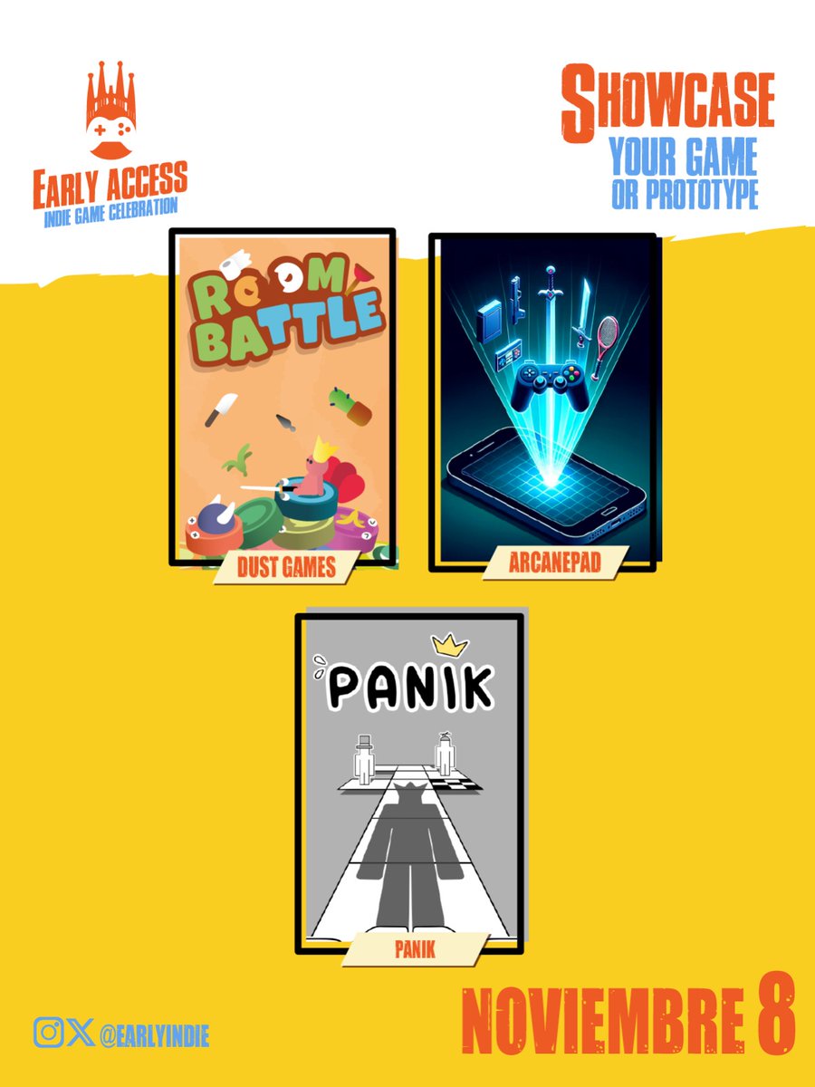 EarlyIndie's tweet image. Mañana en @Checkpoint_BCN estaremos con la segunda edición del Early Access. 

@DustGamesStudio con Room Battle
@arcanepad con Arcade Pad
y @ChumasGames con Panik! 

Nos vemos ahi con una birra en la mano?