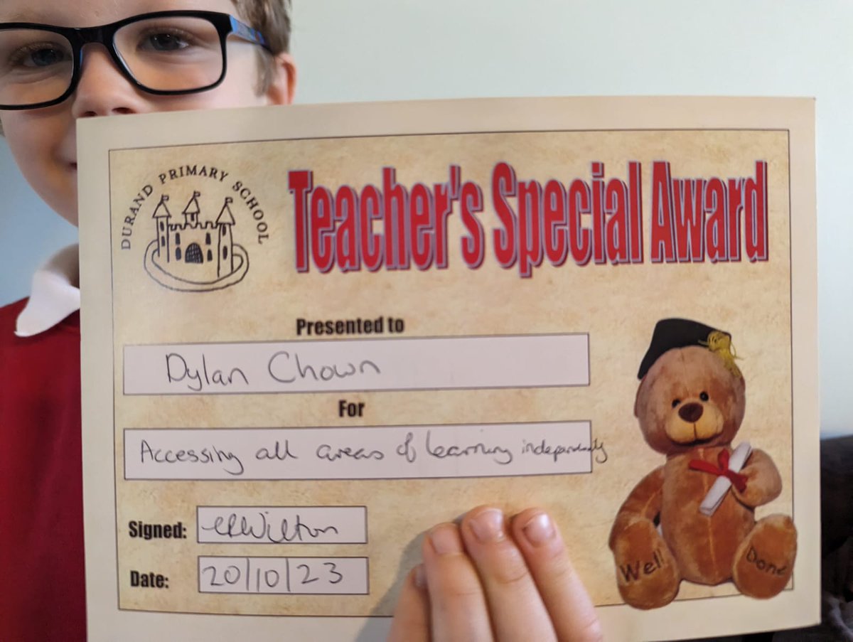 SuperKel1980's tweet photo. @DurandPrimary 
Our young man received this award yesterday. Mummy and Daddy are so proud of you.  Dylan has well and truly settled into his reception class.  Go Dylan! 🥰 @Cheif_Chown https://t.co/dOpCHW8G80