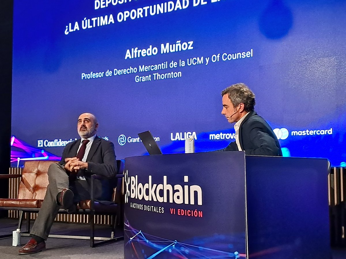lamurgacom's tweet photo. Con "Crackfredo Muñoz" @GrantThorntonSp en #ECBLOCKCHAIN y Miguel Angel Fernández Ordoñez @BancoDeEspana  desafios del dinero y depósitos tokenizados, un carreron, necesitamos aprender mucho señores. Oportunidades,  riesgos, separación de sistemas de pago y negocio bancario https://t.co/0d7jKmXBbb