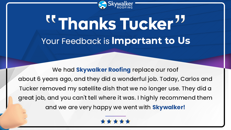 SkywalkerRoofer's tweet photo. Angie, Thank You for Trusting Skywalker Roofing! 
We appreciate your acknowledgment of our tireless efforts and for selecting Skywalker Roofing. 

#CustomerSpotlight #SkywalkerRoofing #HappyCustomers https://t.co/tgDUwoXdH9