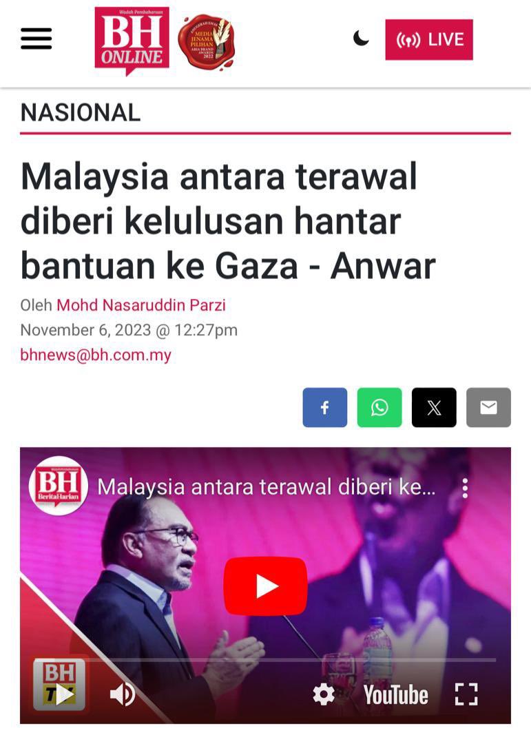 shamsuliskandar's tweet photo. PMX Ds @anwaribrahim ragu-ragu dalam isu Palestin?

Tahukah anda, Malaysia merupakan antara negara terawal mendapat kebenaran dari Mesir untuk menghantar bantuan kepada penduduk Gaza melalui pintu sempadan Rafah?

Ikuti thread ini ini untuk senarai tindakan PMX dlm isu Palestin; https://t.co/1t0jc2hv3Y