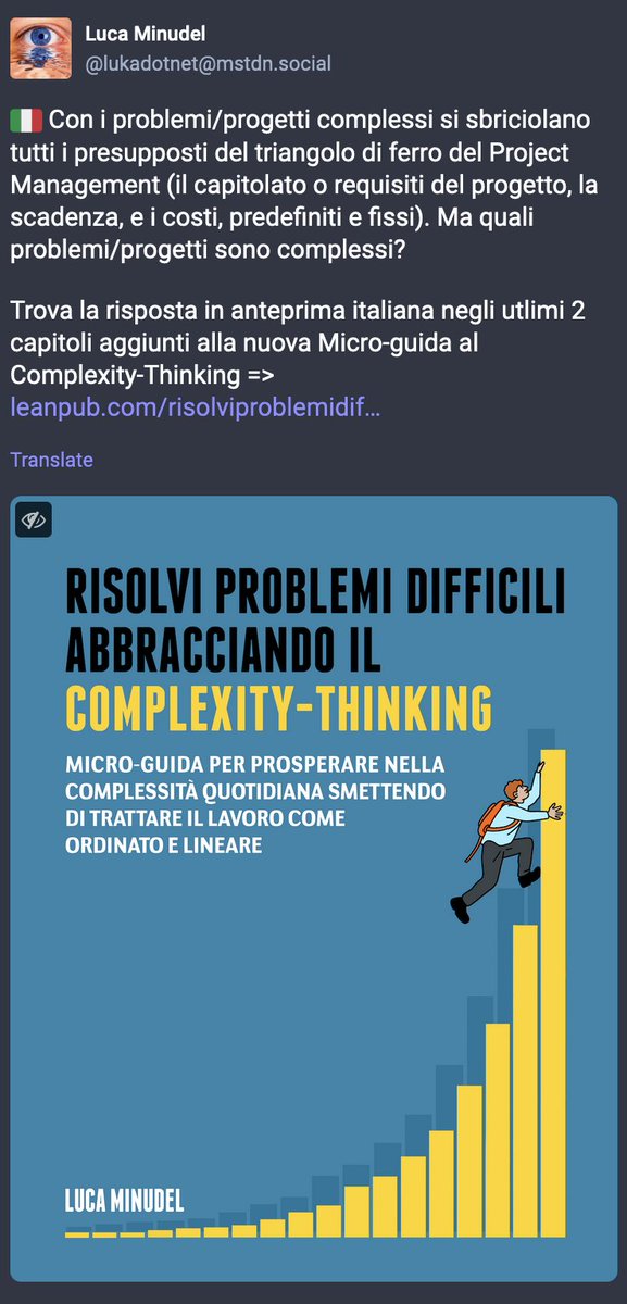 🇮🇹 => leanpub.com/risolviproblem…

#Book #EBook #Complexity #SystemsThinking #HumanComplexity #Agility #OrganisationalAgility #Agile #Lean #ModernLeadership #ProjectManagement #Innovation #Creativity #ChiefExecutiveOfficer #AmministratoreDelegato #Direttore #ManagingDirector