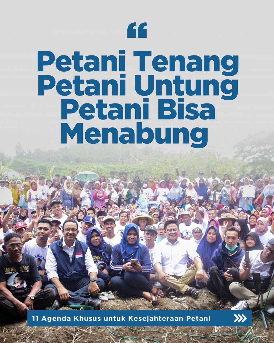 voiceofpkb's tweet photo. Dalam VISI MISI AMIN @aniesbaswedan @cakimiNOW Petani menjadi kelompok yang harus disejahterakan, Petani tenang, Petani untung, Petani bisa menabung. Ada 35 kata kunci “Petani” di dalam VISI MISI AMIN, ini menunjukan keseriusan AMIN dalam mensejahterakan Petani. 🇮🇩💚

#AMINBelaPetani
#AniesMuhaimin2024