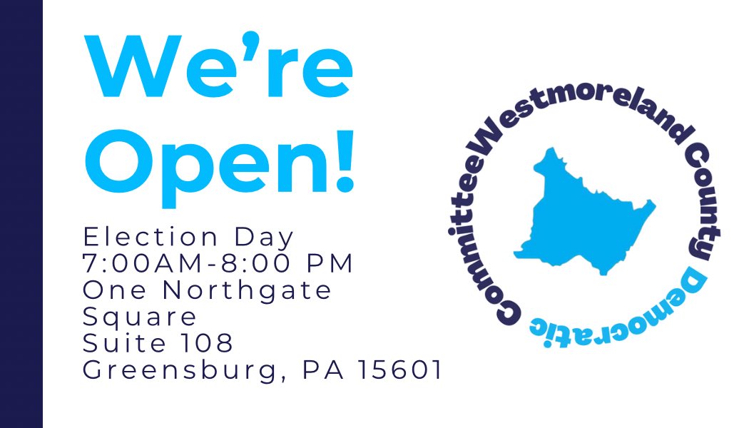 Happy Election Day!
Get out there and vote!

Polls are open from 7:00AM-8:00PM

VOTER HOTLINE NUMBER
1-833-PA-VOTES
1-833-728-6837