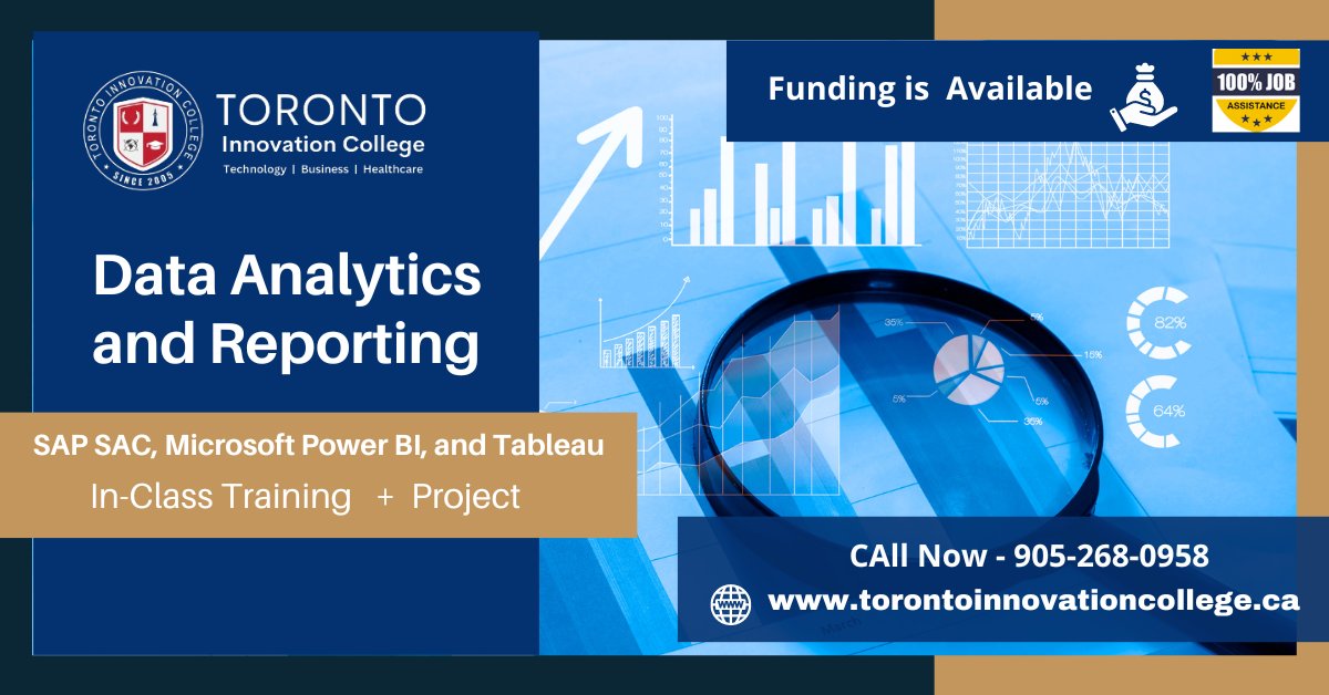 IibsSap38978's tweet image. Excel as a Successful DATA Analytics and Reporting Specialist
Avail funding opportunities Guarantee of 100% job assistance Batch Start Date 02 Dec. 2023 Sat For further details contact us via email at info@torontoinnovationcollege.ca or call at +1-905-268-095
#AnalyticsCloud