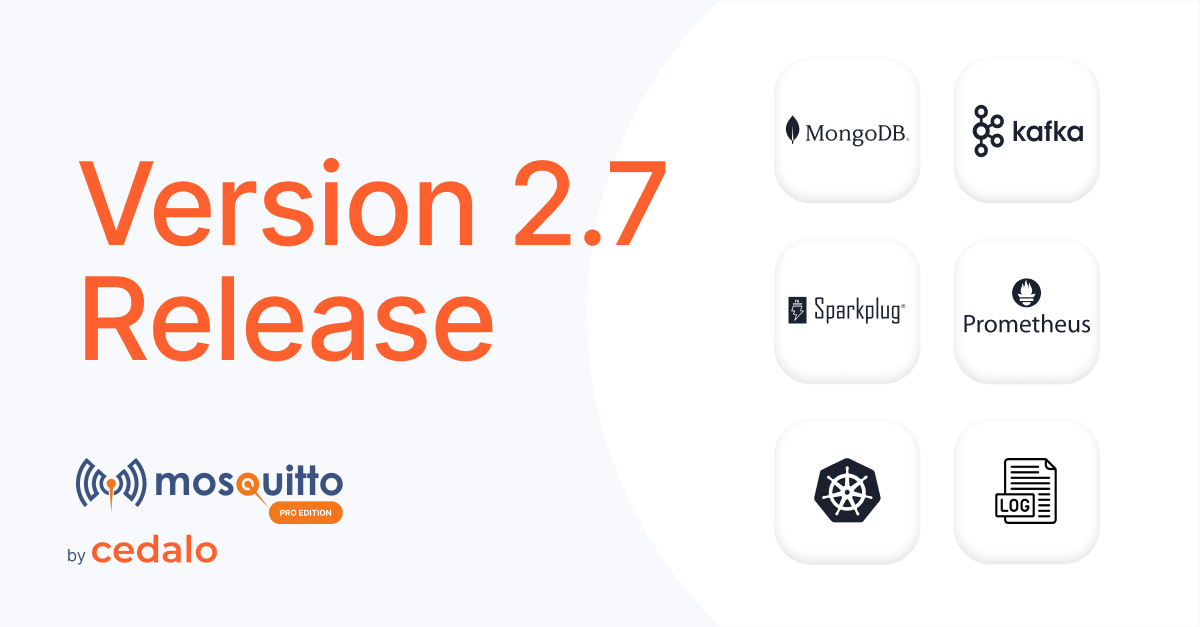 cedalo_com's tweet image. 🚀Introducing Pro Mosquitto 2.7: This new version comes with @MongoDB and @Kafka bridges, #Kubernetes deployment support, security enhancements with the Audit trail feature, and more!
Explore the capabilities of Pro Mosquitto 2.7.
👉 bit.ly/3FPoxCa
#MQTT #MongoDB