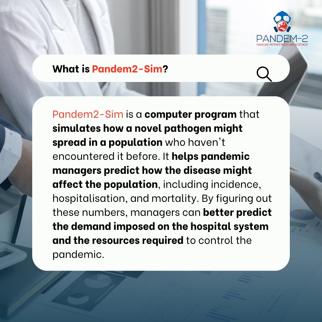 Pandem2-Sim is a computer program that simulates how a novel pathogen will spread in a population who haven't encountered it before, allowing managers to predict resources required to control the pandemic 👩‍⚕️ 📹See it in use: youtube.com/watch?v=8kAWmV… #epidemiology #publichealth