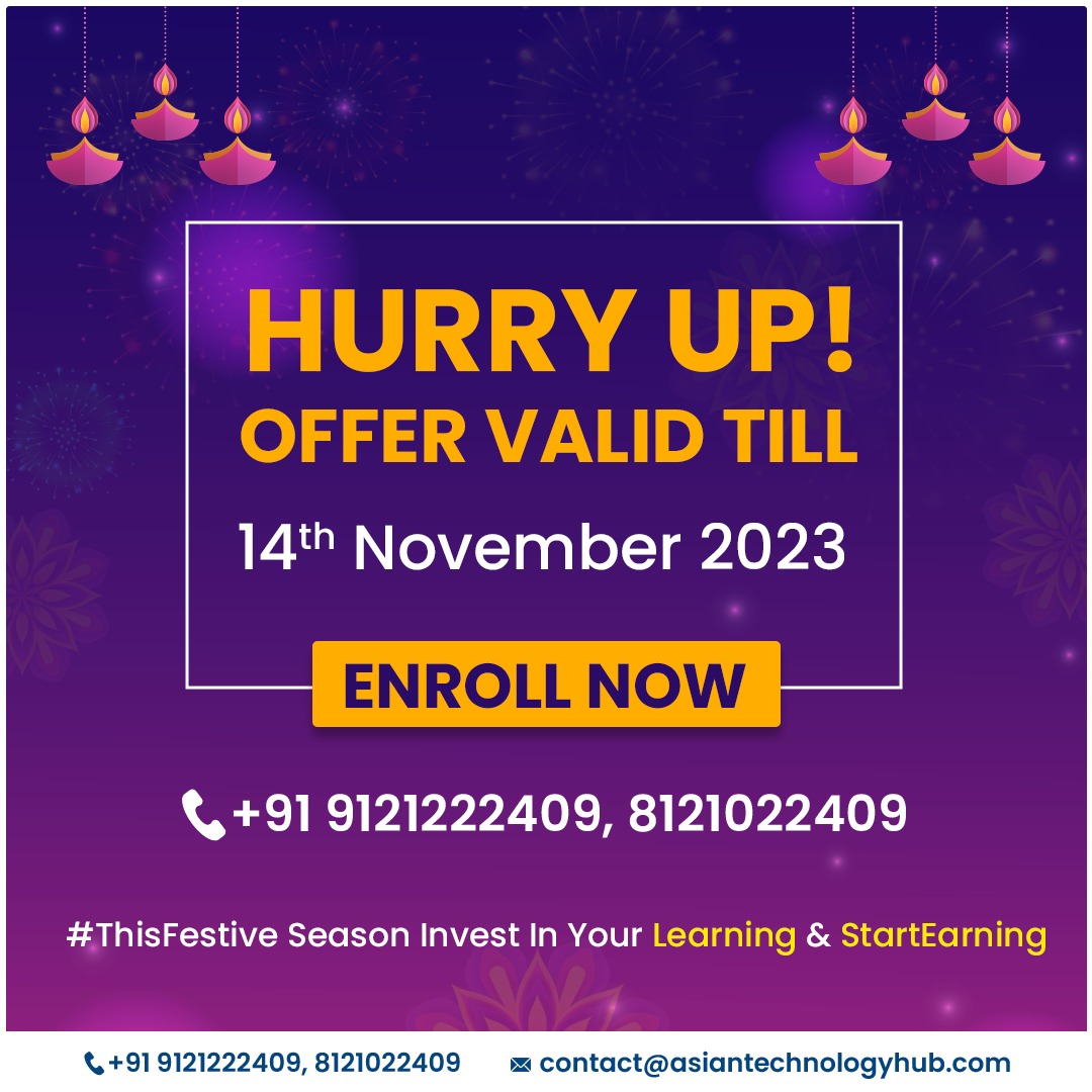 ATS_TechHub's tweet image. 📷📷 Mega Festive Offer: 30% Off on Top IT Courses!
This festive season, we're spreading the joy with discounts of 30% on our top IT courses.
#AsianTechnologyHub #MegaFestiveOffer #PythonFullstack #CloudComputing #DevOps #DataScience #ManualTesting #ITCourses #diwalioffer