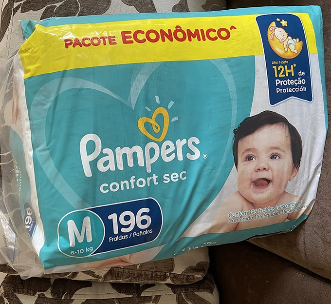 Fralda Pampers Confort Sec M 196 Unidades, Pampers