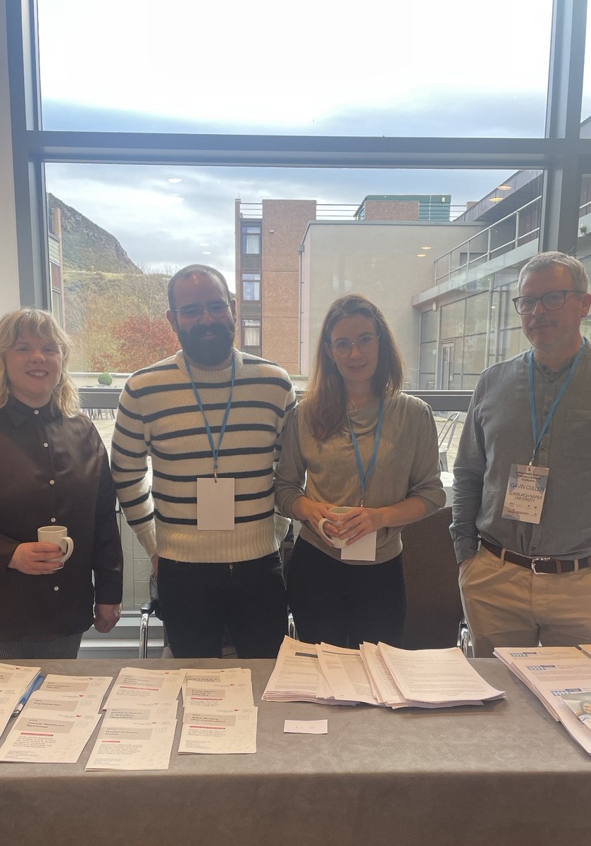 The health and social care team are attending the Lothian Health and Care Professions Research Conference today. 

Our academic staff will be happy to discuss any of our UG and PG healthcare programmes with you.

If you're attending, come and say hello!👋

#lothianresearch2023