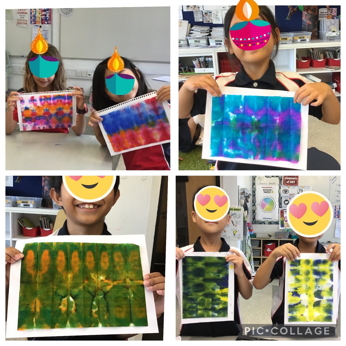 Tie & Dye techniques are one of the ancient methods use to add color to fabric. Inspired by the sari I am wearing, which adopted a Japanese shibori dyeing method, my g3 Ss attempted the tie & dye technique with some stunning results #deepavali celebrations at #saisrocks