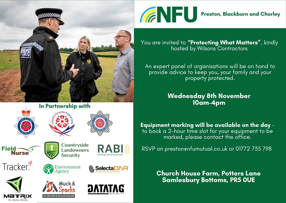 LancRuralPolice's tweet photo. Invite for our Farmers!! Protecting What Matters. #SouthRTF #RuralPolicing #NFU https://t.co/HpUdb0SCVr