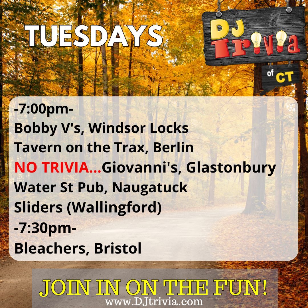 djtriviact's tweet photo. Trivia Tuesday -  @bvssportsbar #triviatuesday #triviatuesdays #djtrivia #djtriviafun #trivia #trivianight #TrivialPursuit  #triviagame #besttriviaever #ct #connecticut #cttrivia https://t.co/uimlZHnZq4