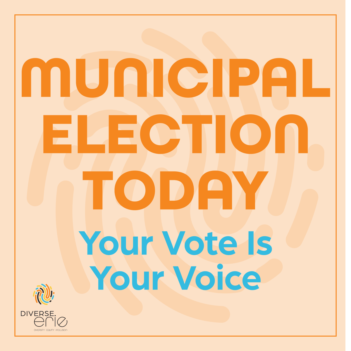 Today is the #MunicipalElection! Get out and #VOTE. 🗳 Polls are open from 7 am to 8 pm. 

REMINDER: Mail-in and absentee ballots must be received by your county election office before 8:00 p.m. TODAY.

Find your polling place here: ow.ly/9xGV50Q1w8V