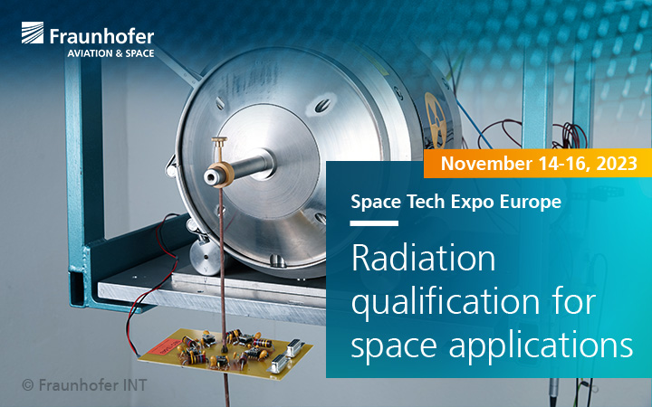 The <a href="/SpaceTechExpoEU/">Space Tech Expo Europe</a> starts on November, 14. At our Fraunhofer AVIATION &amp; SPACE booth in hall 5 will be exciting space exhibits, including the Co-60 irradiation facility, used for radiation qualification, from <a href="/Fraunhofer_INT/">Fraunhofer INT</a>.
We are looking forward to your visit!