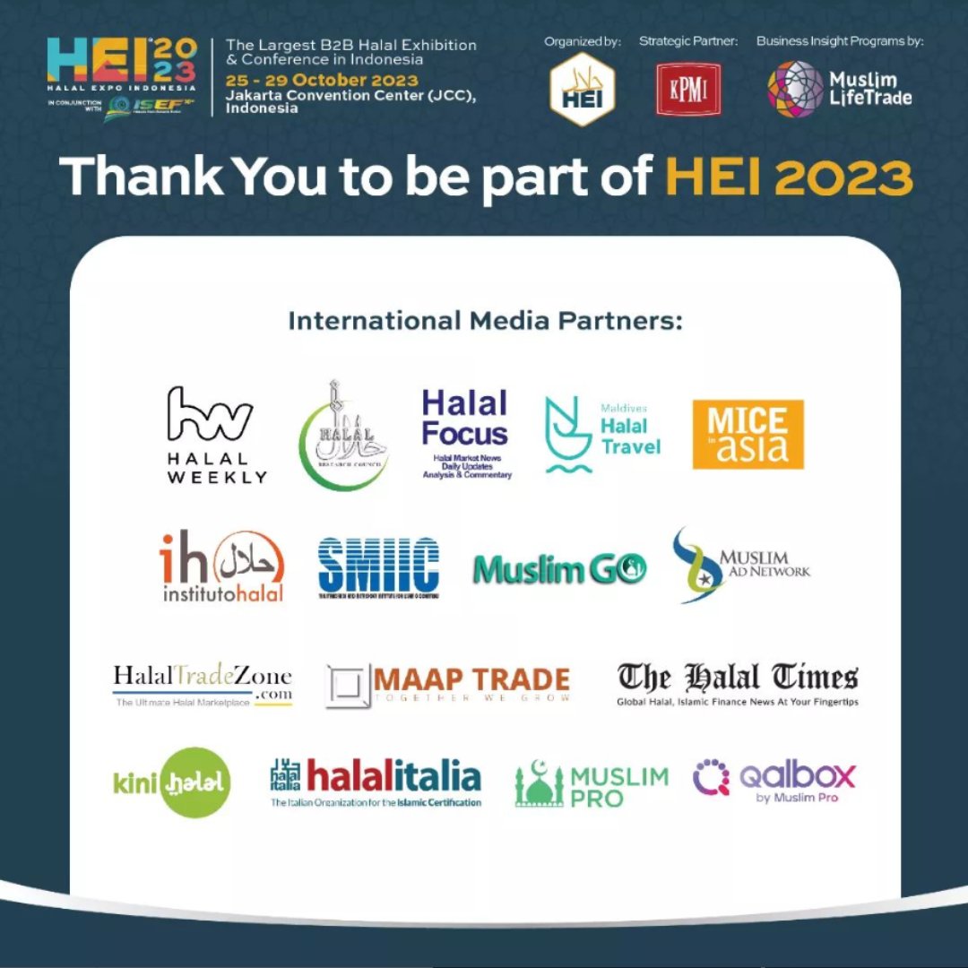 El Instituto Halal hemos sido colaboradores como Media Partner Internacional en esta gran feria, Halal Expo Indonesia 2023, a la que queremos transmitir nuestra enhorabuena y esperamos poder seguir colaborando en el futuro. 

#B2BHalal #HalalExpo #Jakarta #ThankstoHEI #HEI2023
